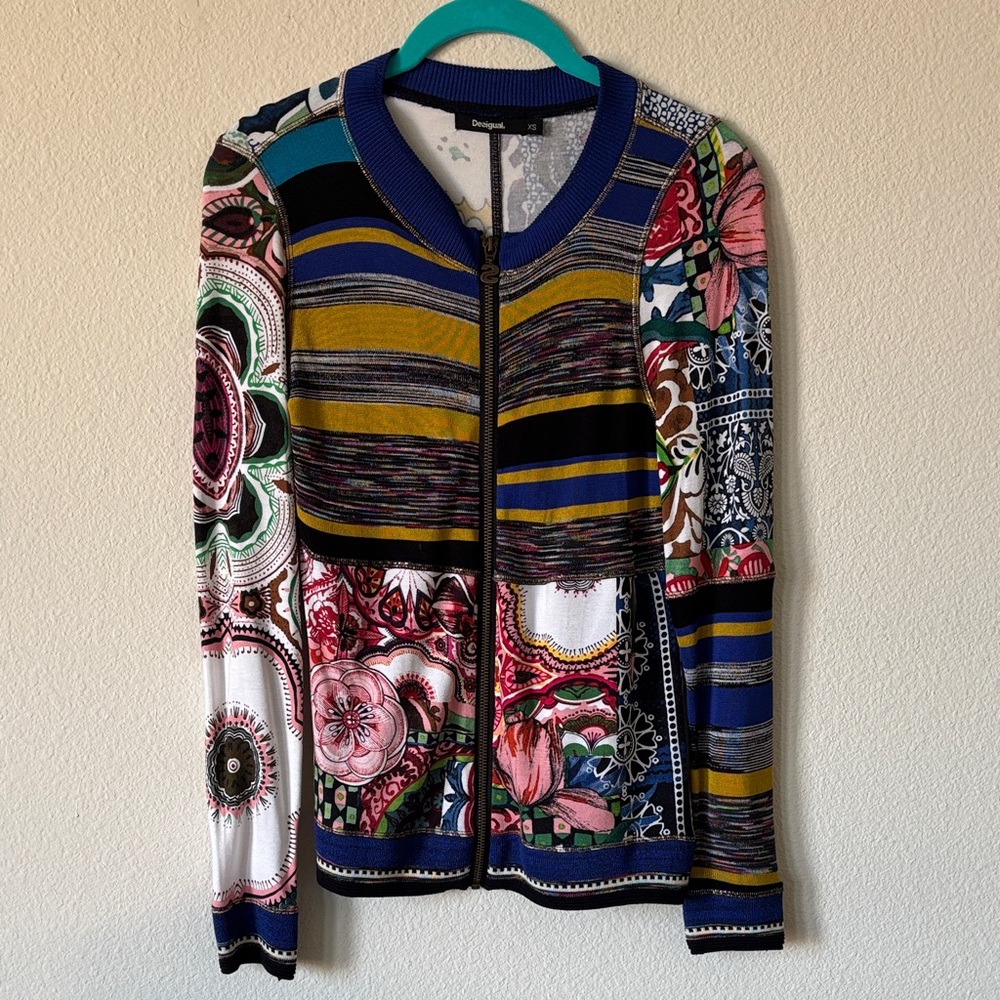 Desigual Women's Floral and Stripe Cardigan XS